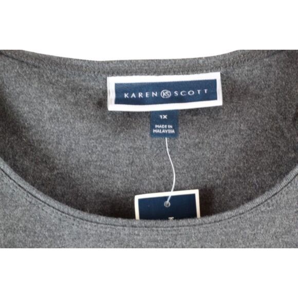 Karen Scott Gray Women's Long Sleeve Casual Pullover 1X 010 - Picture 2 of 6